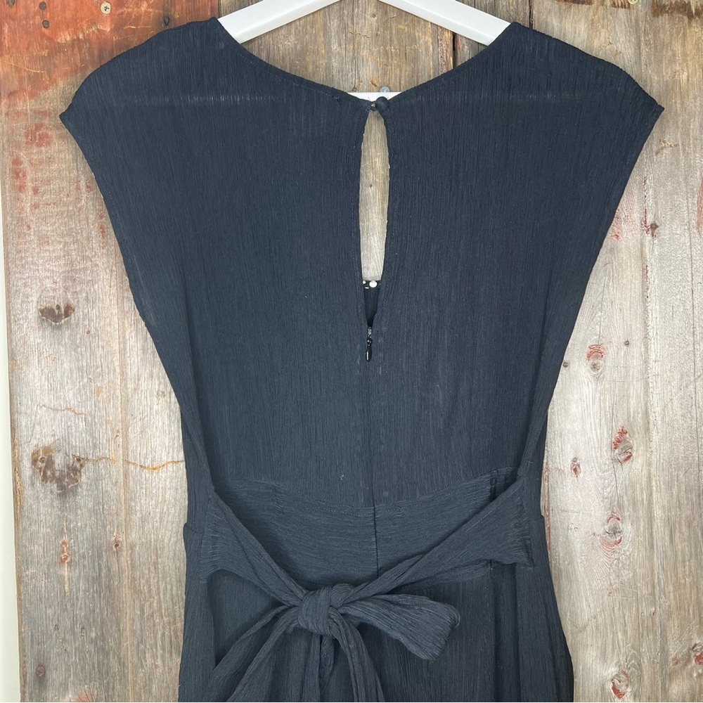 Anthropologie Black Abbey Crepe Wide Leg Jumpsuit Tie Waist Cocktail Size 6 - Picture 6 of 13